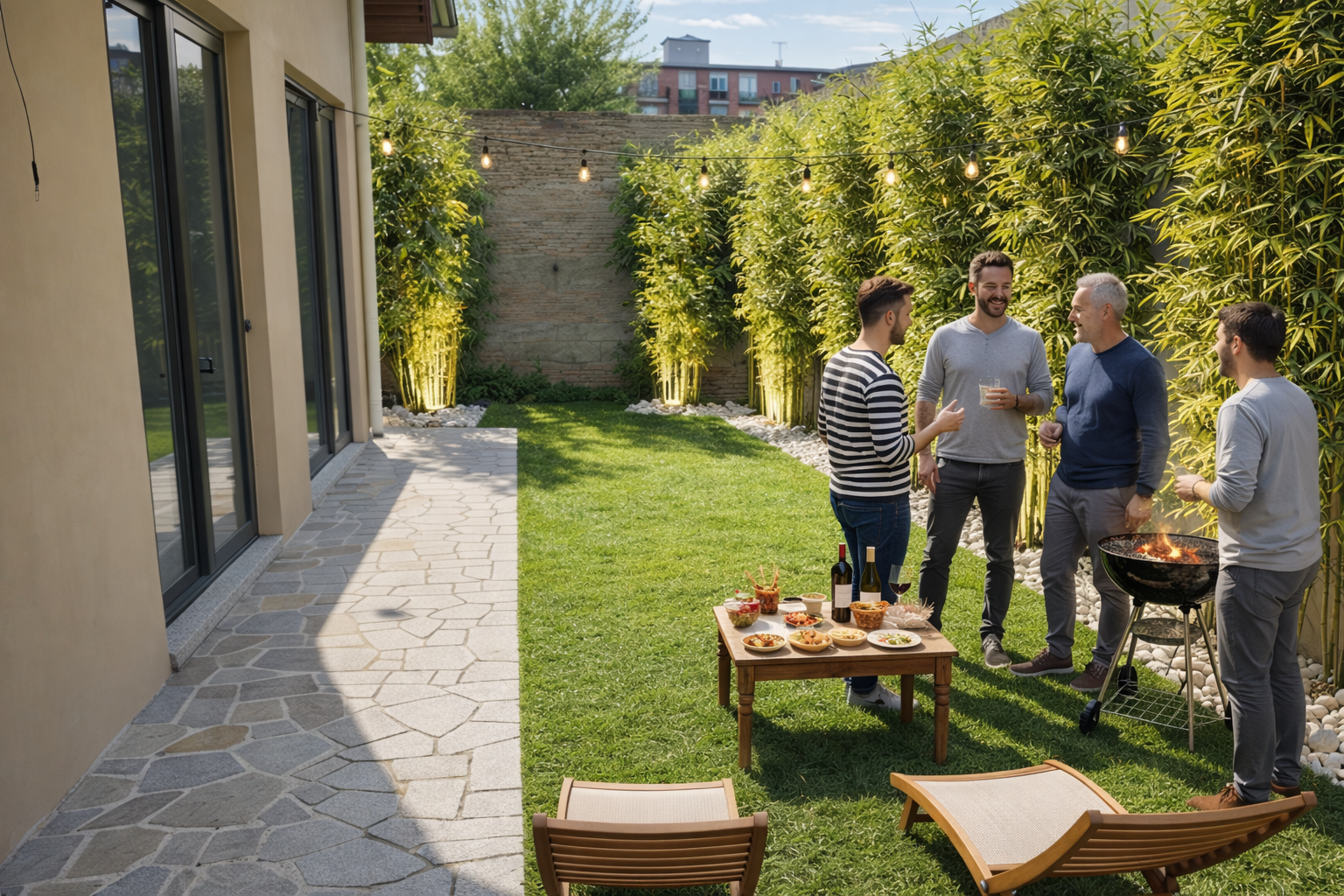 Giardino privato con famiglia